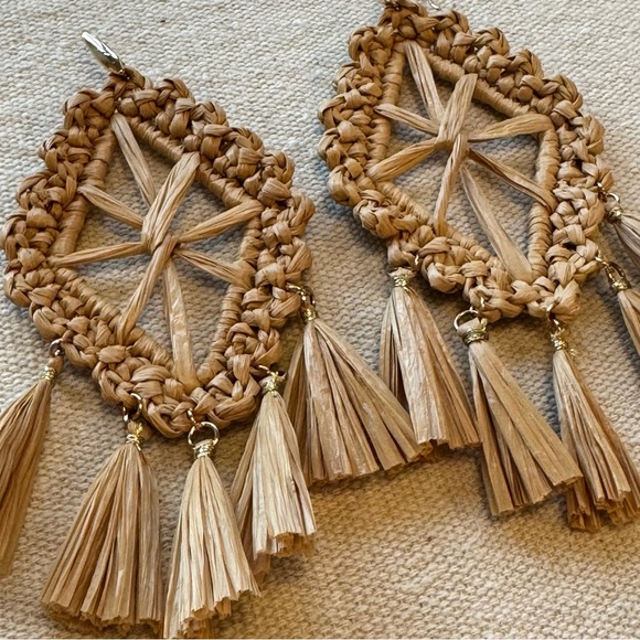 Jewelry - large rattan statement earrings